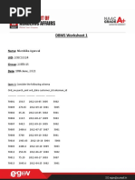 DBMS Worksheet 1: Name: Niveshika Agarwal UID: 20BCS3324 Group: 20ITB-15 Date: 18th June, 2021