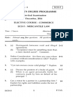 Bachelor'S Degree Programme Term-End Examination December, 2014 Elective Course: Commerce Eco-5: Mercantile Law