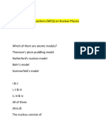 Multiple Choice Questions (MCQ) On Nuclear Physics