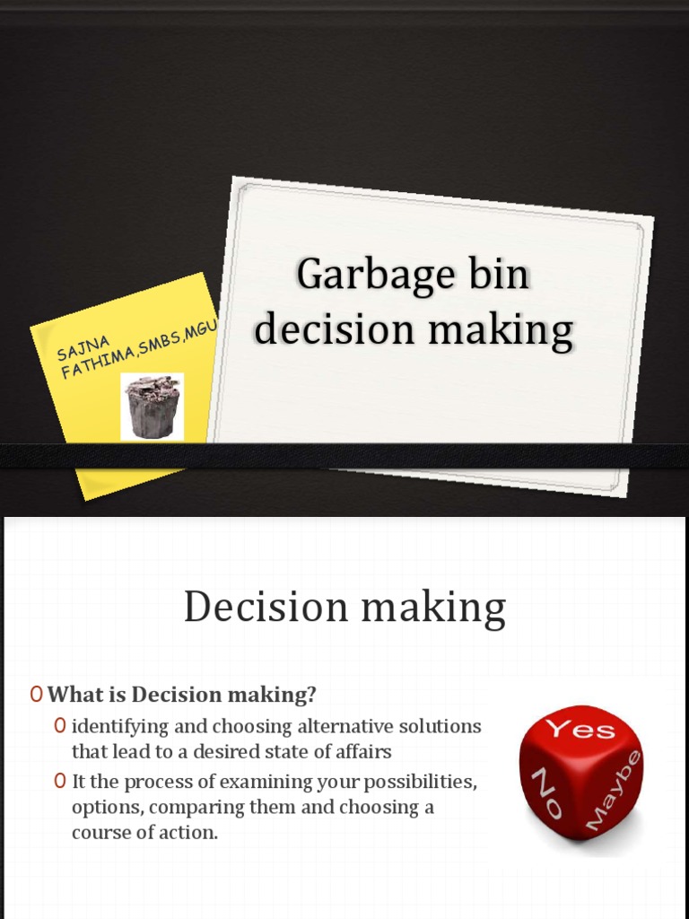 Garbage Can Decision Making PDF Decision Making