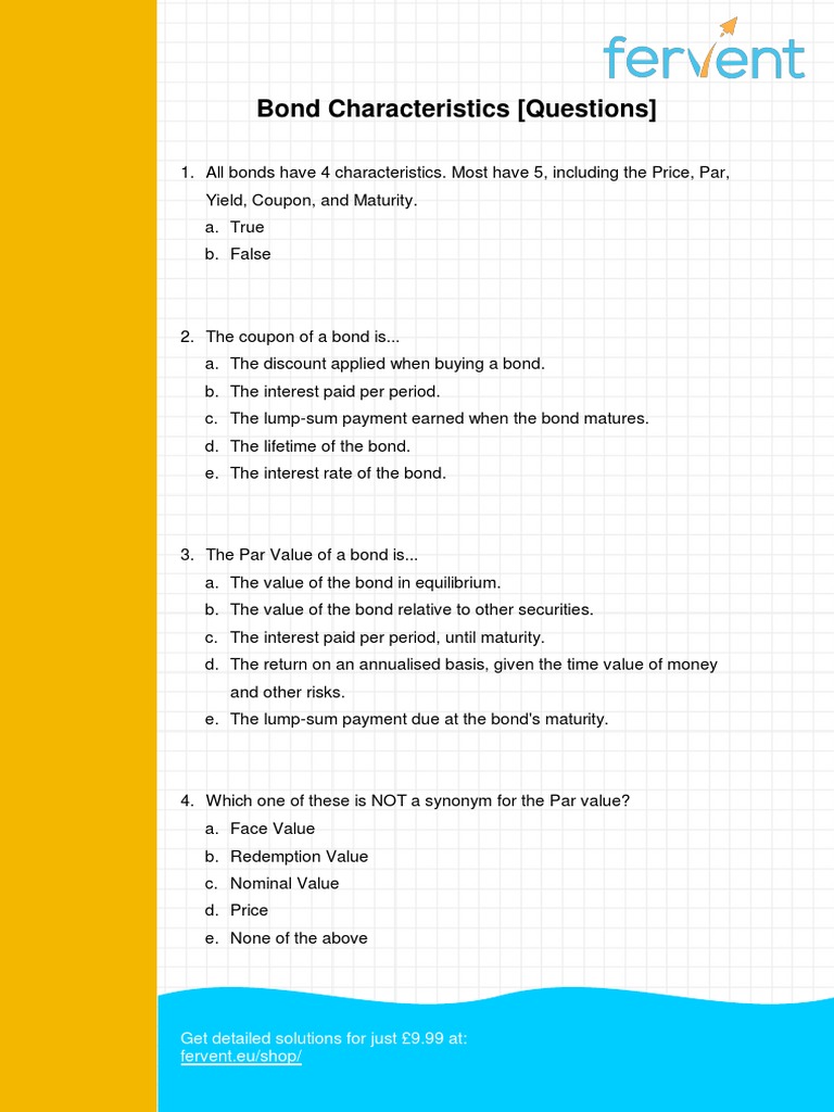 007 Bond Characteristics (Questions) | PDF