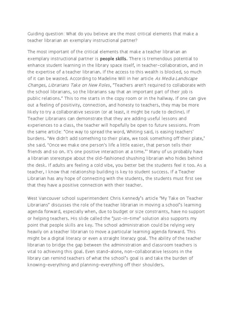 Putting It All Together PDF Librarian Teachers