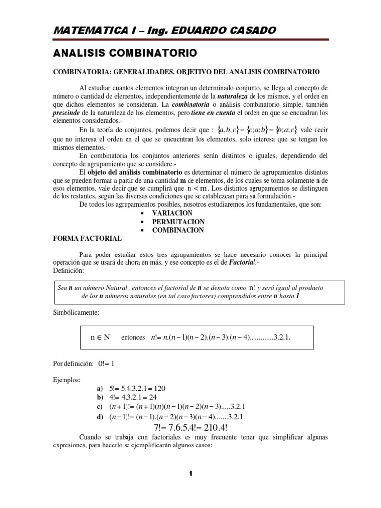 Fundamentos del Análisis Combinatorio | PDF | Combinatoria | Permutación