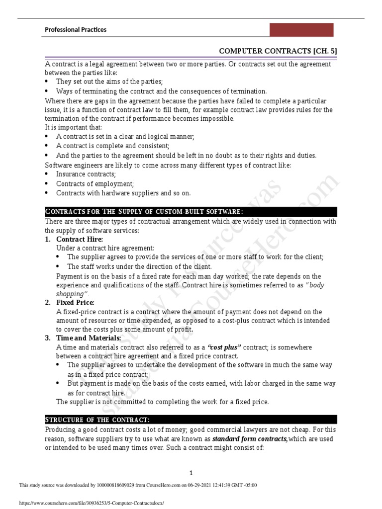 This Study Resource Was: Computer Contracts (Ch. 5) | PDF