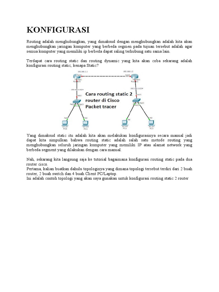Konfigurasi Routing Static 2 Router | PDF