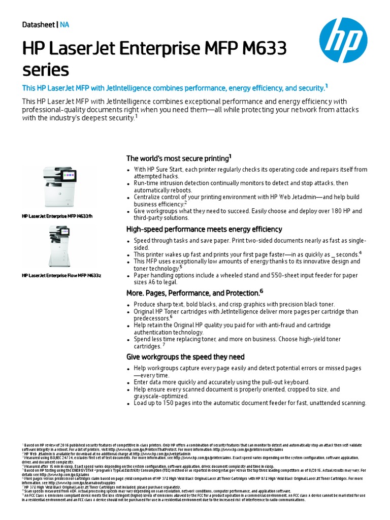 Hp Laserjet Enterprise M633 , HP LaserJet Enterprise MFP M633 series ...