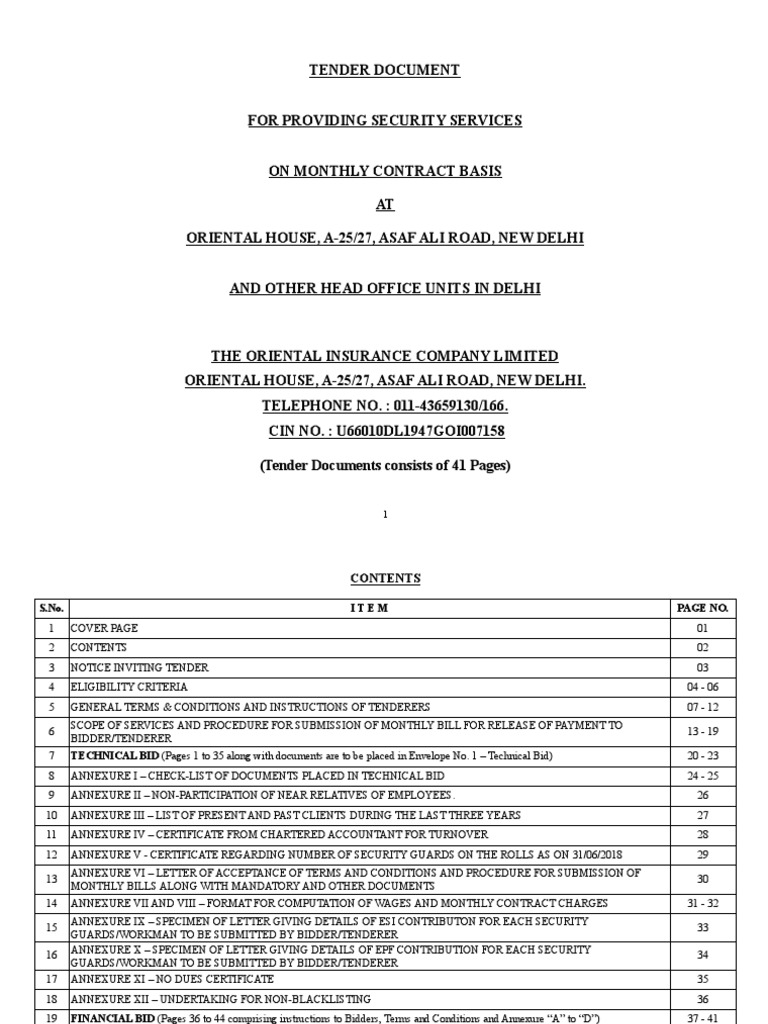 Tender - Security Services | PDF | Security Guard | Arbitration