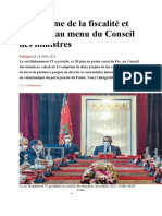 La Réforme de La Fiscalité Et Des EEP Au Menu Du Conseil Des Ministres