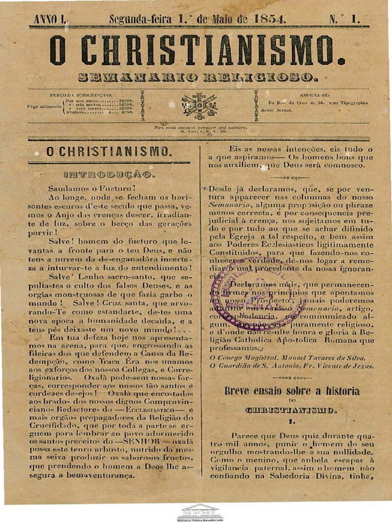 Sex Esmol - O Christianismo (PerÃ­odico Do SÃ©culo Xix) | PDF | CrenÃ§a e doutrina  religiosa | Comportamento e experiÃªncia religiosa