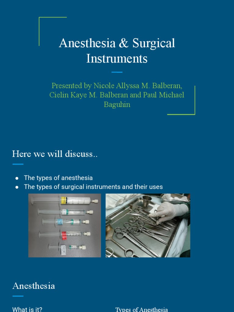 Anesthesia and Surgical Instruments PDF Anesthesia Surgery