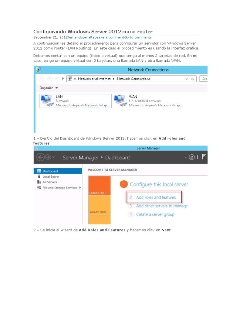 Configuración de Routing en Windows Server 2012 | PDF | Informática
