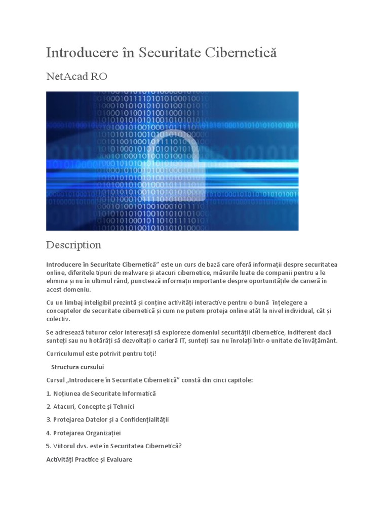Introducere În Securitate Cibernetică | PDF