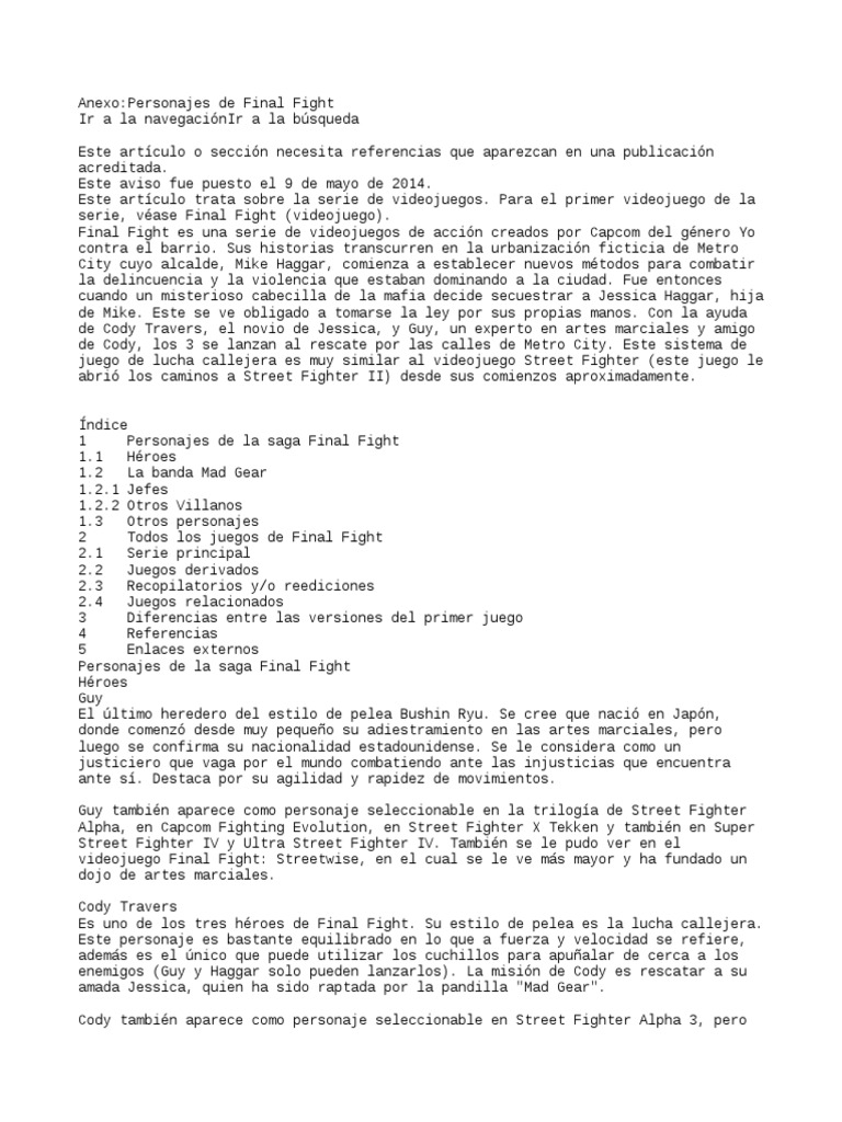 Final Fight | PDF | Videojuegos | Ocio