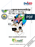 Entrepreneurship: Quarter 2 - Module 1: The 4Ms of Operations