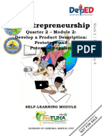 Ntrepreneurship: Quarter 2 - Module 2: Develop A Product Description: Prototype and Potential Supplier