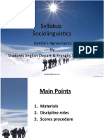 Syllabus Sociolinguistics: Gentle's Agreements by Students English Depart & Frangky Silitonga, S.PD