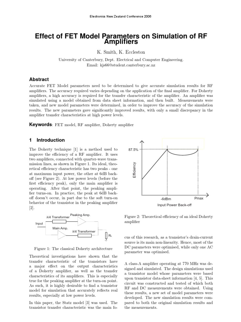FET Model Impact on RF Amplifier Simulations | PDF