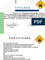 Certificado de Treinamento de NR 18 - Benjamin Soares de Melo