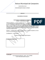 Declaração de Cumprimento da CF/88 Concorrência No 003/2021