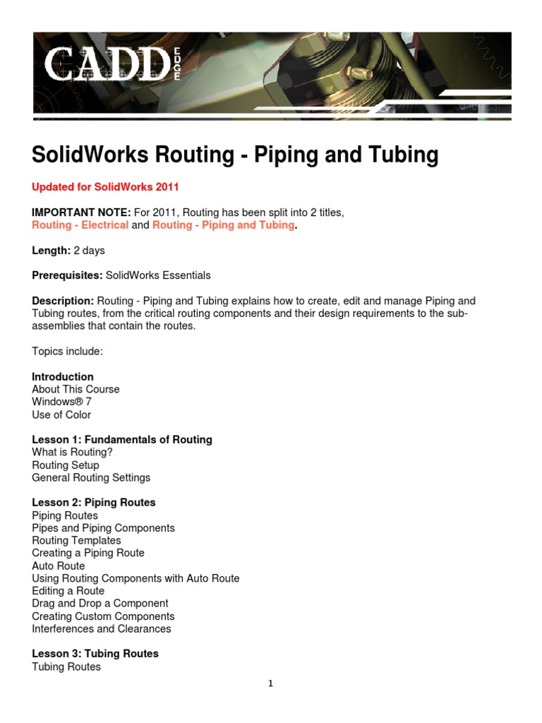 Solidworks Routing Piping and Tubing PDF