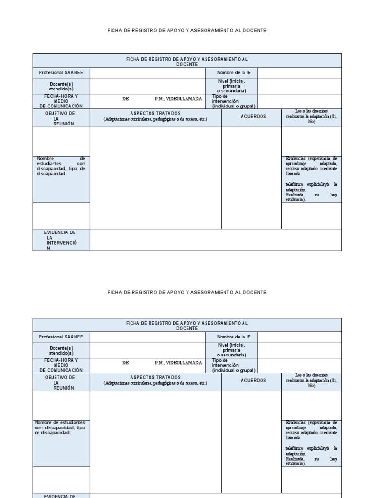 Ficha de Registro de Apoyo Docente | PDF | La naturaleza humana ...