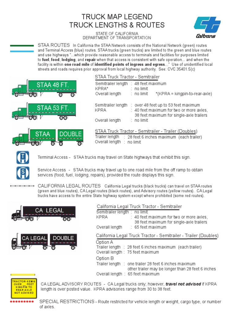 California STAA Truck Routes & Limits | PDF | Truck | Transport