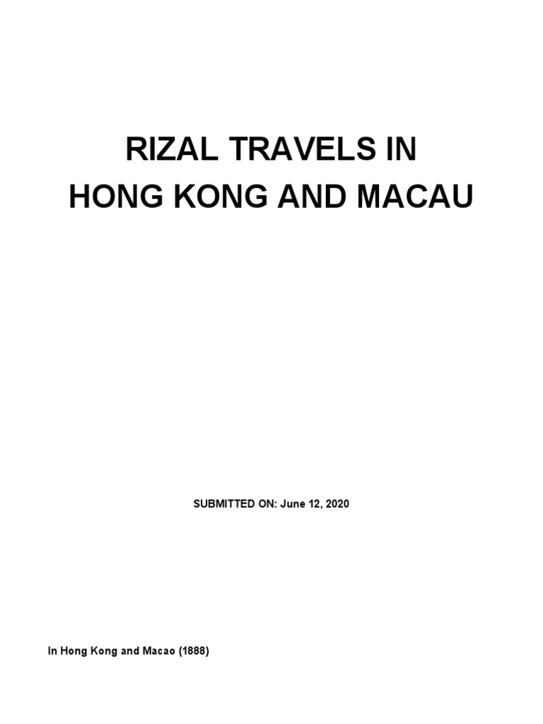 Rizal's 1888 Journey to Hong Kong & Macau | PDF | Macau