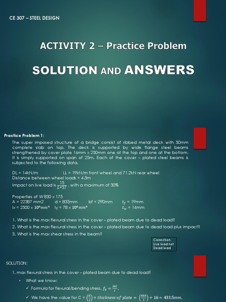 Activity 2 - Practice Problem Solution and Answers | PDF | Bending ...