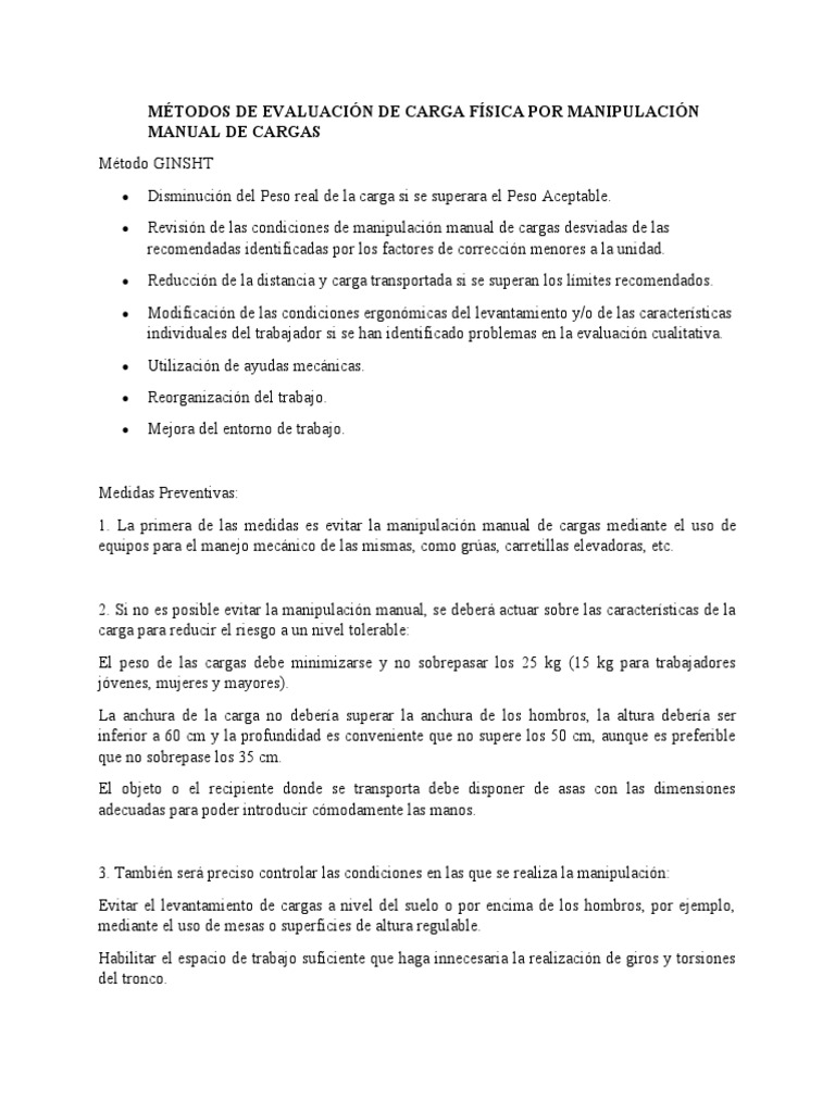 Prevención en Manejo Manual de Cargas | PDF | Factores humanos y ...