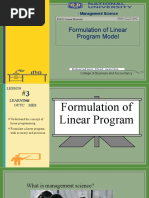 Formulation of Linear Program Model: Management Science