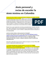 Sobre La Dosis Personal y Consecuencias de Exceder La Dosis Mínima en Colombia