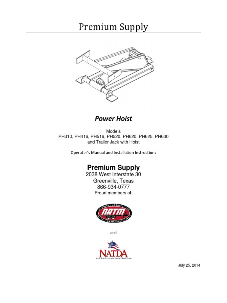 Hoist Manual PDF Trailer (Vehicle) Mechanical Engineering