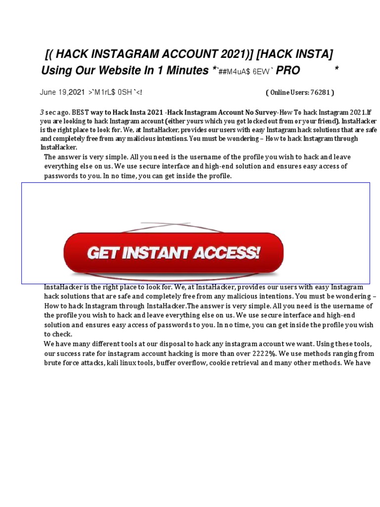 PRO ( (Hack Instagram Account 2021) ) (Hack Insta) Using Our Website in ...