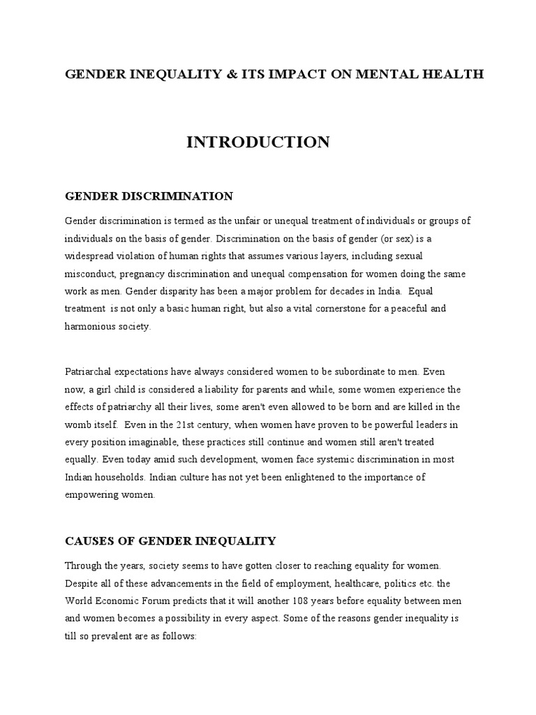 Gender Inequality's Mental Health Impact | PDF | Sexism | Mental Disorder