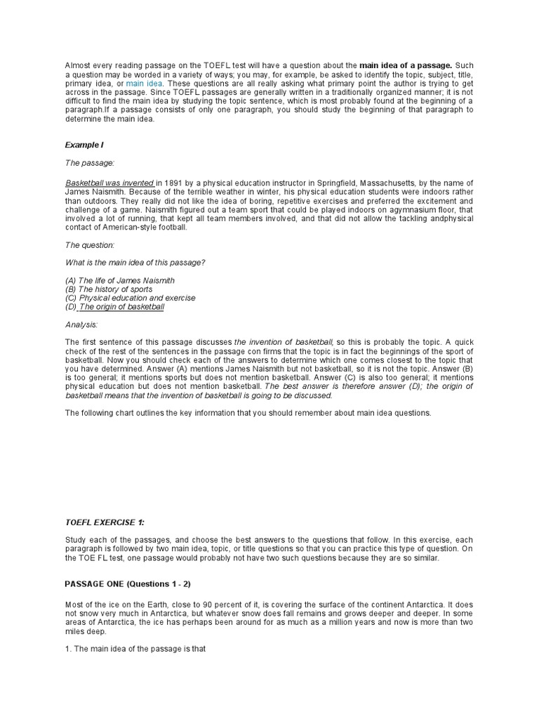 Understanding TOEFL Main Idea Questions | PDF | Stars | Antarctica