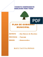 Plan de Gobierno Municipal 2019-2022 del Movimiento Independiente Trabajando para Todos