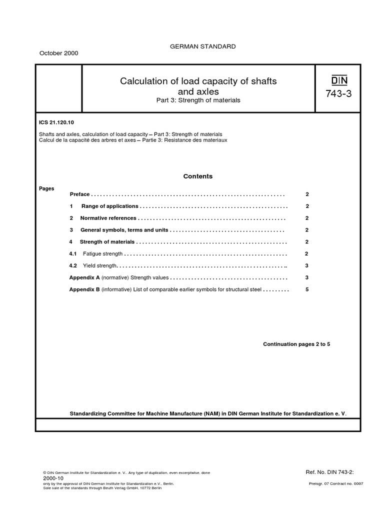 Calculation of Load Capacity of Shafts and Axles German Standard
