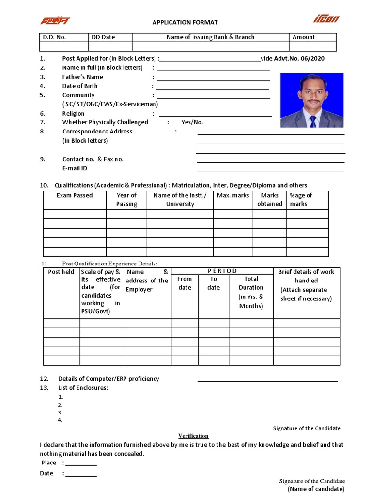Application Format: 11. Post Qualification Experience Details | PDF