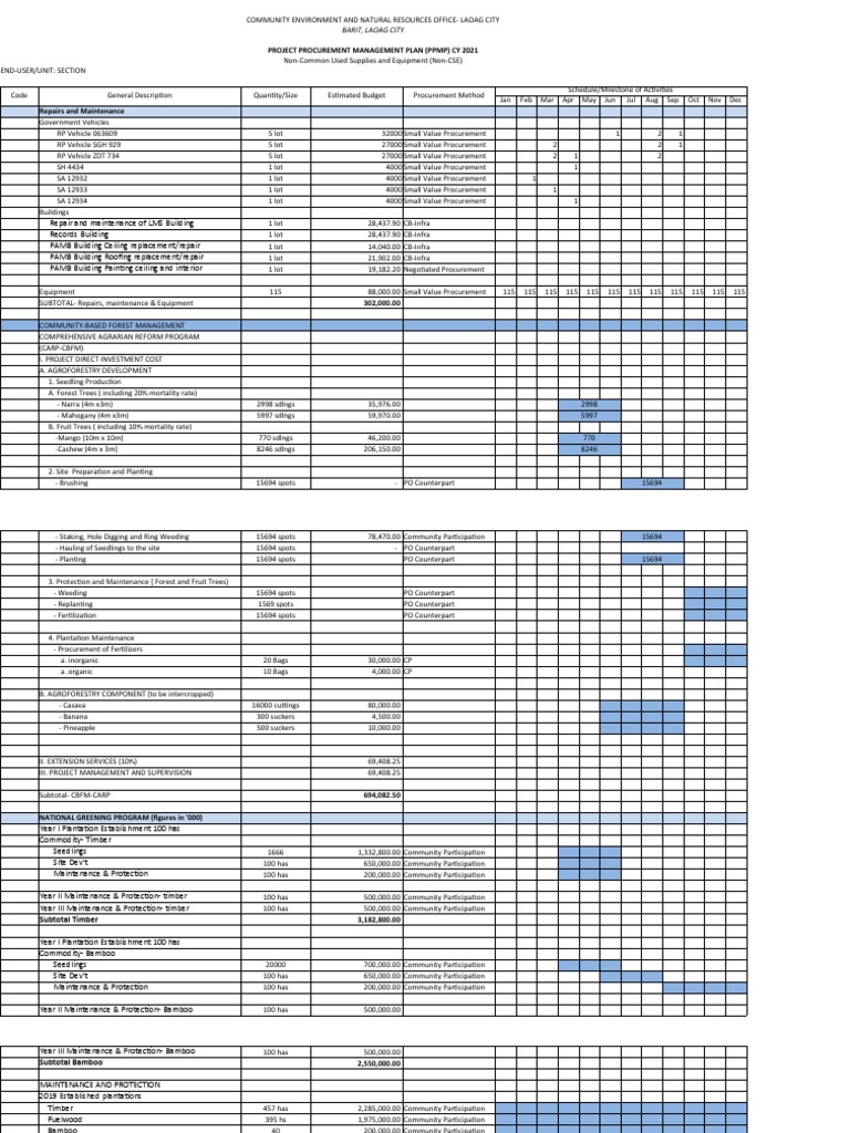 Project Procurement Management Plan (PPMP) Cy 2021: Barit, Laoag City ...