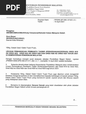 Urusan Pemangkuan Pembantu Tadbir Gred N19 Ke N22 Gred N22 Ke Gred N26 Dan Gred N26 Ke Gred N28 Tahun 2021 Pdf