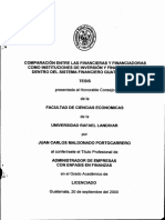 Comparación Entre Las Financieras y Financiadoras Como Instituciones de Inversión y Financiamiento Dentro Del Sistema Financiero Guatemalteco