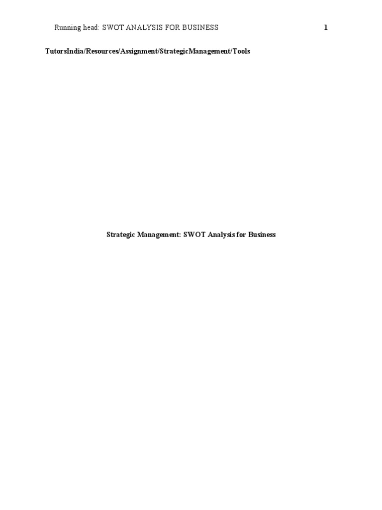 Strategic Management SWOT Analysis For Business | PDF