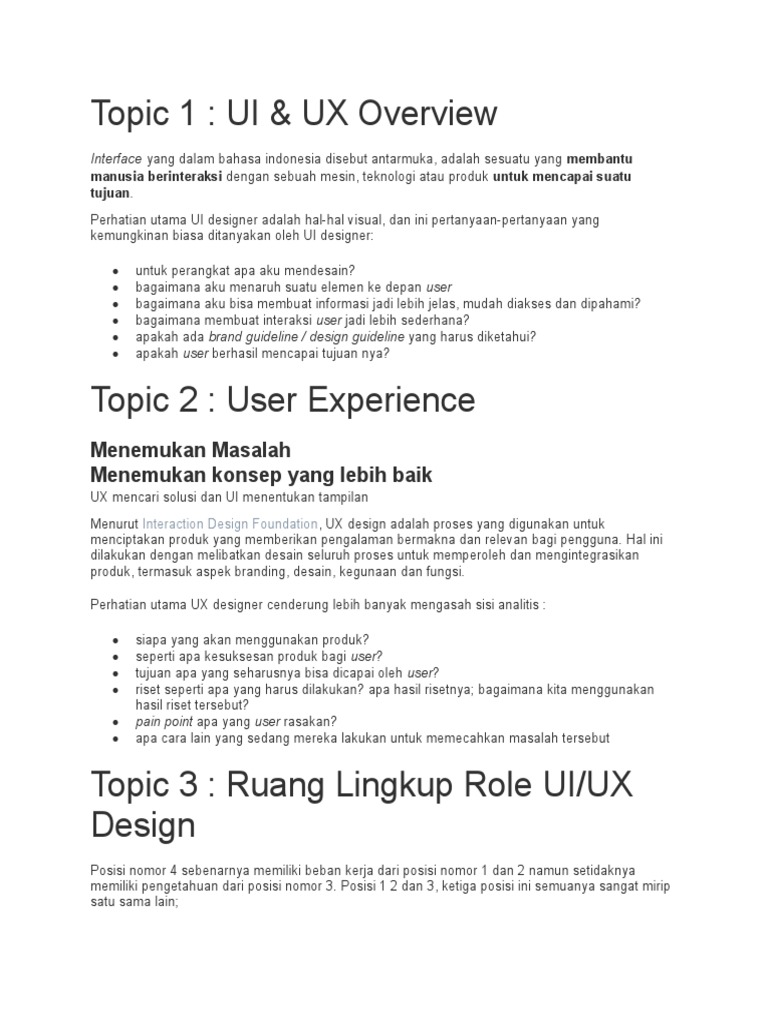 Topic 1: UI & UX Overview: Menemukan Masalah Menemukan Konsep Yang ...