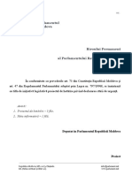 Deputat În Parlamentul Republicii Moldova: Anexă: 1. Proiectul de Hotărîre - 3 File. 2. Nota Informativă - 1 Filă