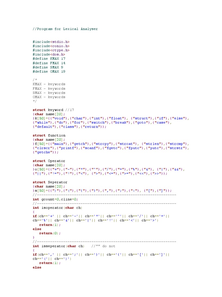 Program For Lexical Analyser | PDF | Software Development | Computer ...