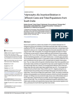 Polymorphic Alu Insertion/Deletion in Different Caste and Tribal Populations From South India