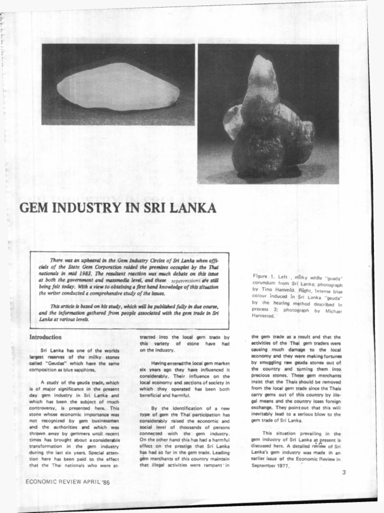 Gem Industry in Sri Lanka PDF Gemstone Minerals