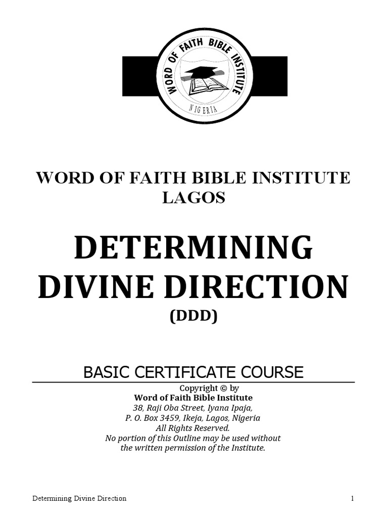 Determining Divine Direction: Word of Faith Bible Institute Lagos | PDF ...