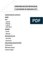 A Study On Consumer Buying Behaviour For Renault Car Brand in Madurai City