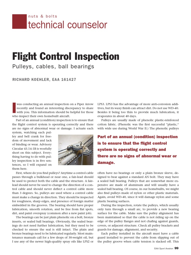 Flight Control System Inspection Guide | PDF | Bearing (Mechanical ...